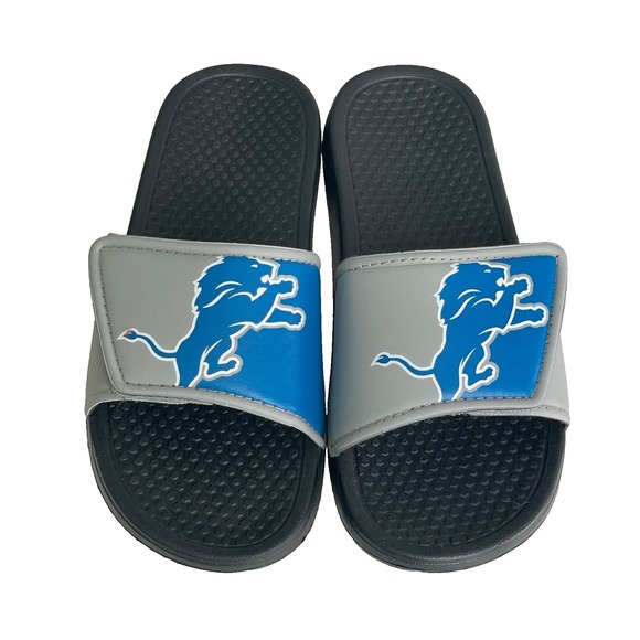 Detroit Lions FOCO Youth Large (2-3) Color Block Big Logo Slide Sandals - Picture 1 of 6